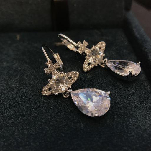 Jewelry WholesaleWholesale  Vivianne WESTWOOK  Saturn Planet shape diamond-encrusted zircon earrings JDC-ES-LuoE005 Earrings 珞儿 %variant_option1% %variant_option2% %variant_option3%  Factory Price JoyasDeChina Joyas De China