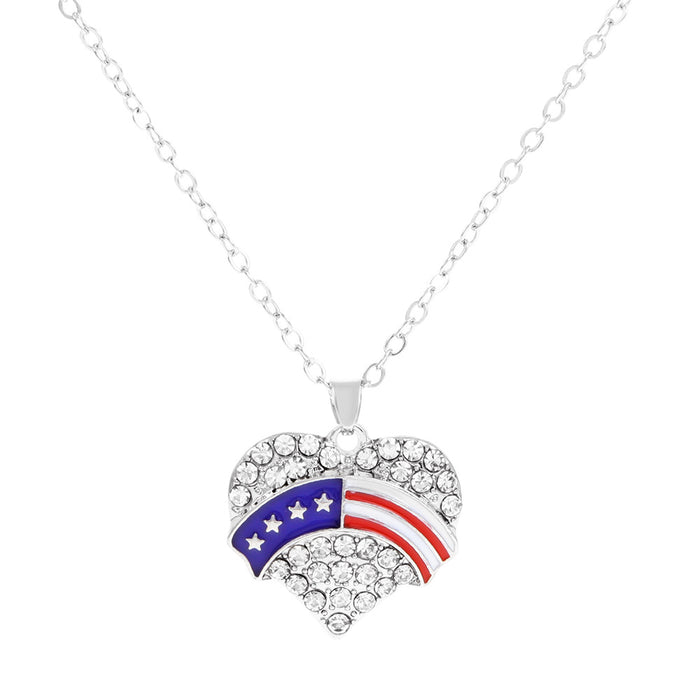 Wholesale 4th of July Independence Day Series Necklace Set Fashion Simple Diamond Wings JDC-NE-D044