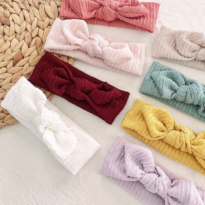 Wholesale Headband Gauze Pleated Cloth Baby Knotted Rabbit Ears Elastic JDC-HD-DanN004