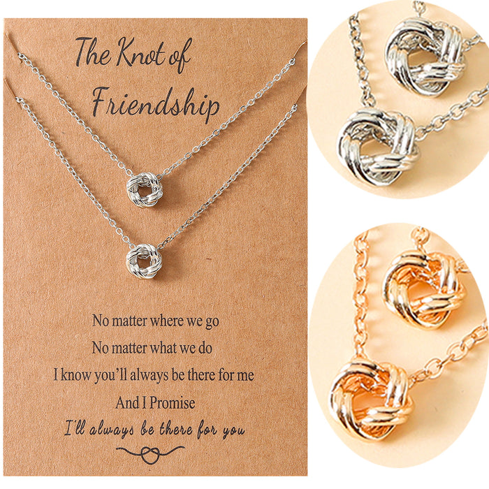 Wholesale friendship buckle knot card necklace sweater necklace JDC-NE-LanT002