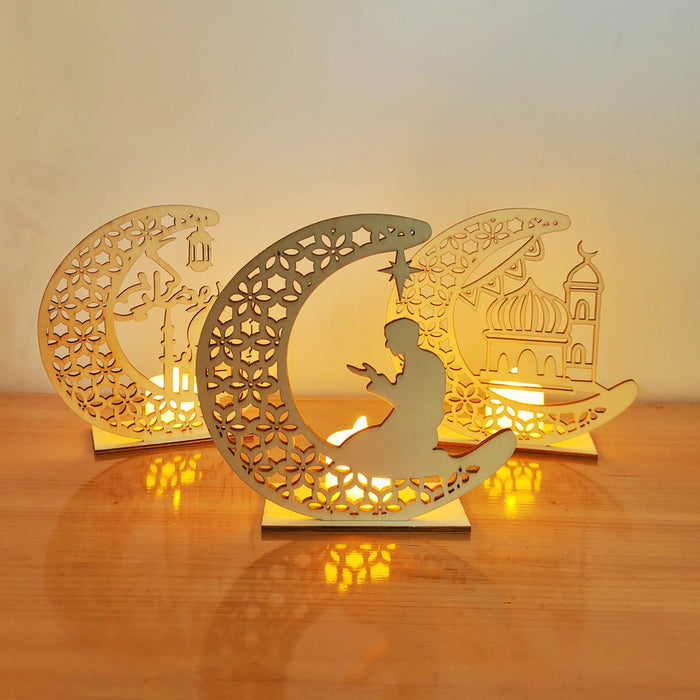 Wholesale Wooden Crafts Eid al-Adha Decoration Moon Lamp JDC-DCN-MoWei001