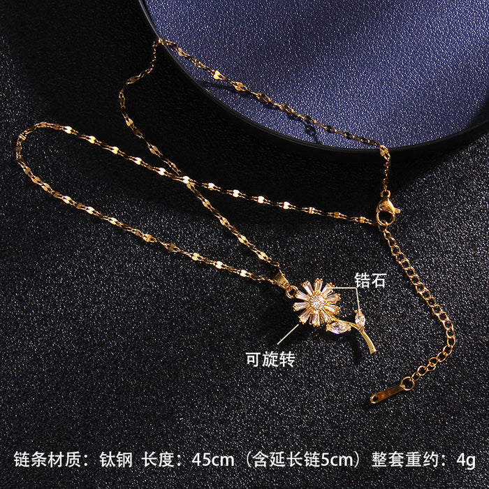 Jewelry WholesaleWholesale Rotary Pinwheel Copper Zircon Titanium Steel Necklace JDC-NE-RongS007 Necklaces 荣硕 %variant_option1% %variant_option2% %variant_option3%  Factory Price JoyasDeChina Joyas De China