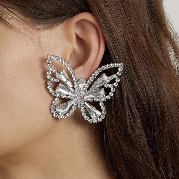 Wholesale Rhinestone Butterfly Alloy Earrings JDC-ES-JL1009