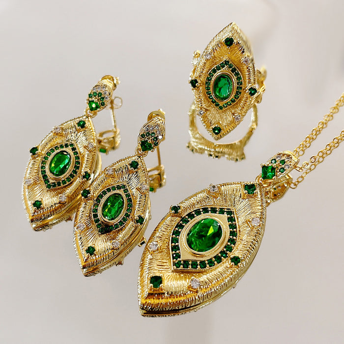 Wholesale Jewelry Set Copper Gem Demon Eye Retro Court Style Adjustable JDC-RS-ZhenR043