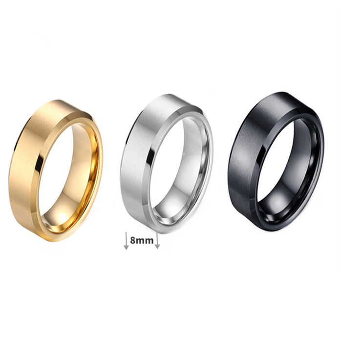 Wholesale Glossy Stainless Steel Ring Tricolor Double Beveled Edge Titanium Steel JDC-RS-XinG001