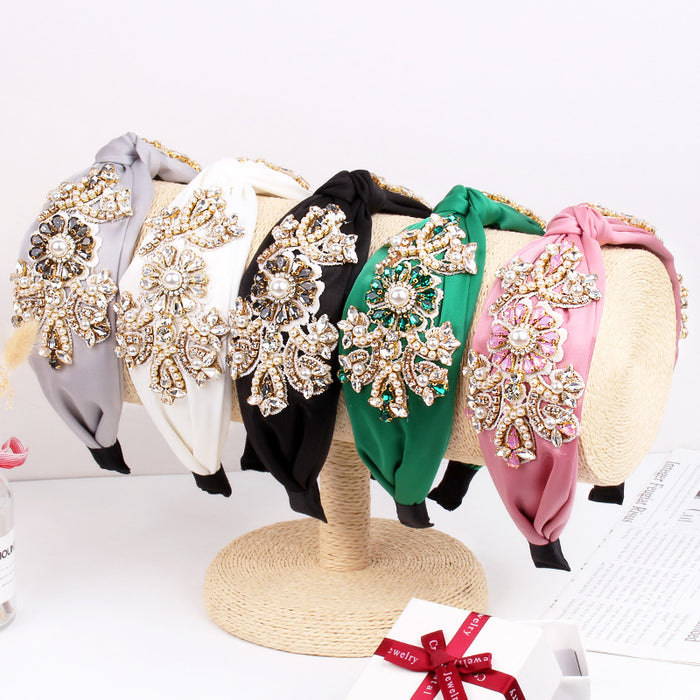 Wholesale art flower embroidery crystal headband JDC-HD-ZXI007