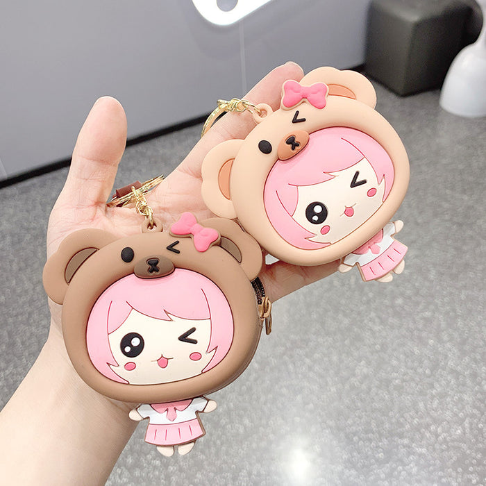 Wholesale bear girl coin purse cute key chain JDC-KC-JCai014