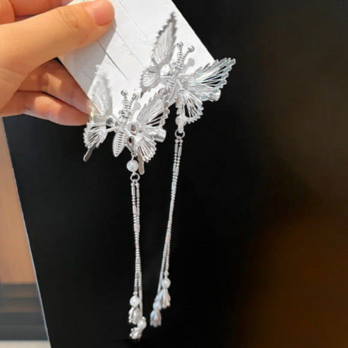 Jewelry WholesaleWholesale moving butterfly tassel hair clip JDC-HC-Muran001 Hair Clips 慕苒 %variant_option1% %variant_option2% %variant_option3%  Factory Price JoyasDeChina Joyas De China