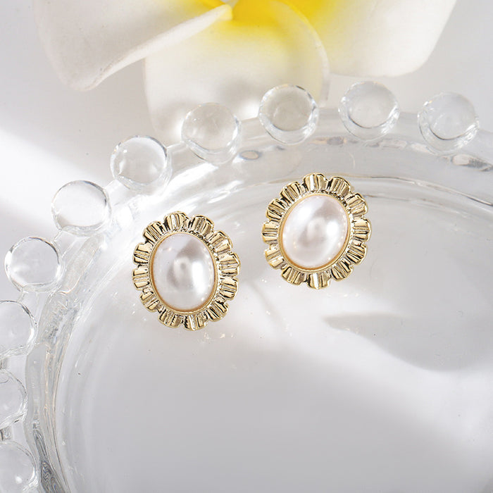 Wholesale Pearl Stud Earrings Small Fresh Flower Earrings Sterling Silver Needle JDC-ES-lianxin009