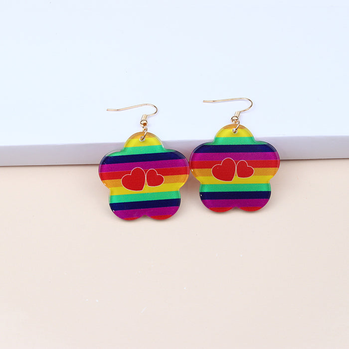 Wholesale Rainbow Heart Acrylic Earrings MOQ≥2 JDC-ES-DUAI011