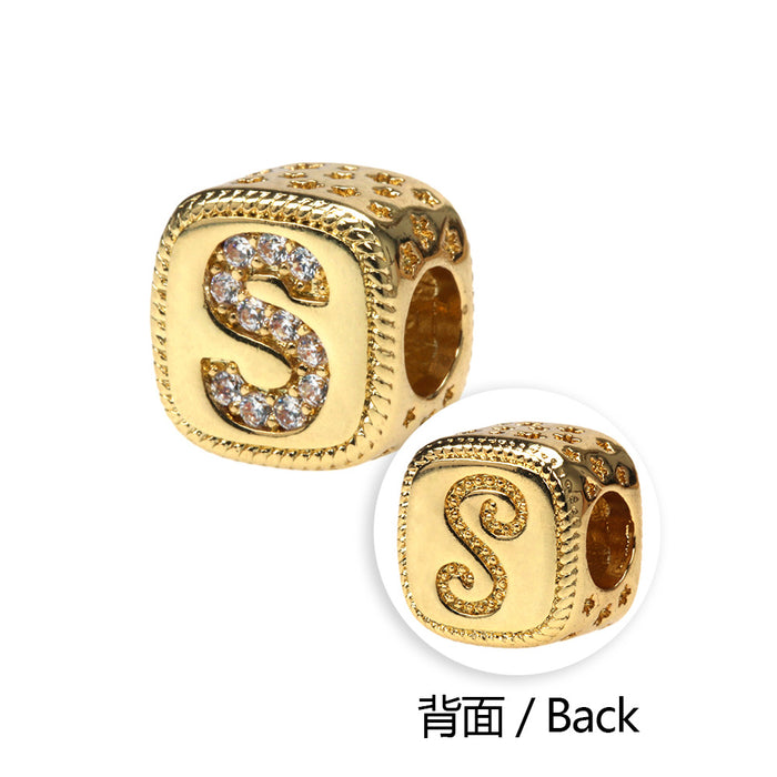 Wholesale 26 Letters Perforated Copper Plated Square Beaded Snake Bone Bracelet JDC-BT-TianY004