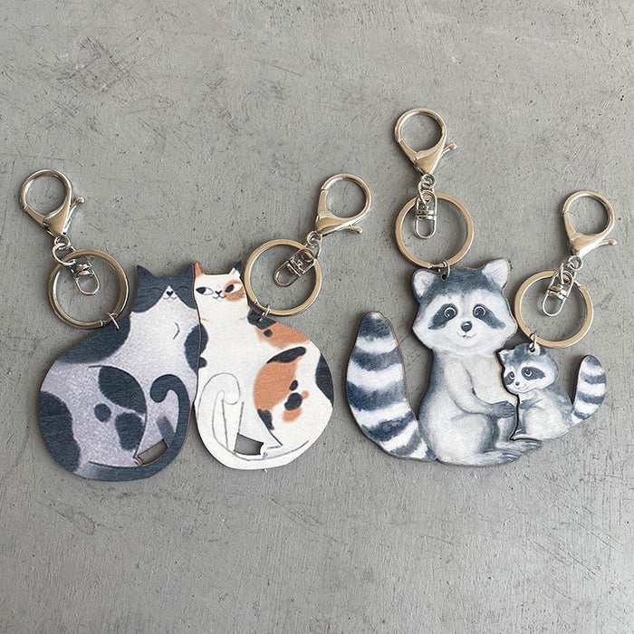 Jewelry WholesaleWholesale Cat Raccoon Hedgehog Wood Keychain MOQ≥2 JDC-KC-HeYi009 Keychains 合异 %variant_option1% %variant_option2% %variant_option3%  Factory Price JoyasDeChina Joyas De China