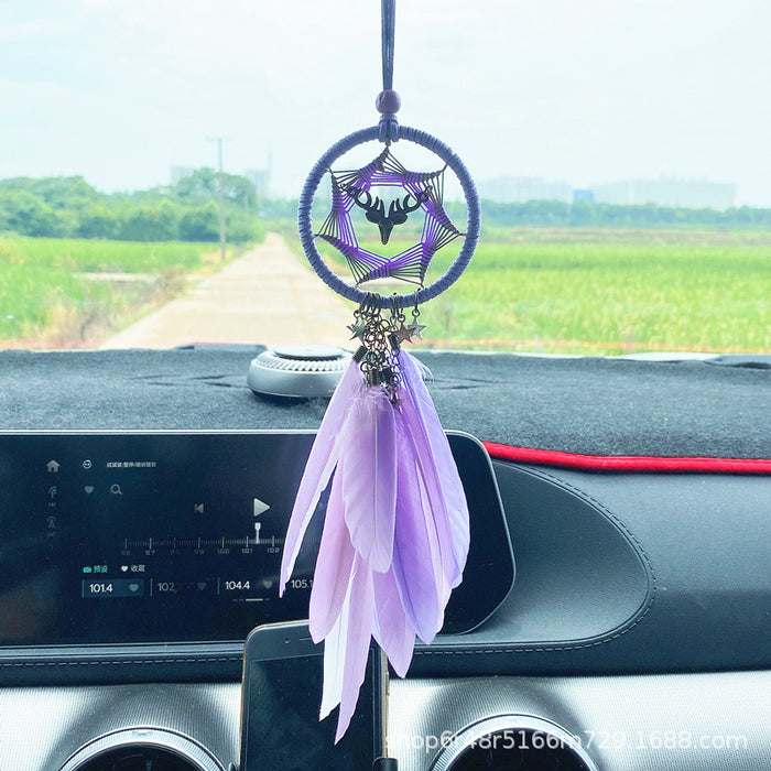 Wholesale Feather Iron Ring Deer Head Tree Of Life Dreamcatcher Car Hanging MOQ≥2 JDC-DC-MYing003