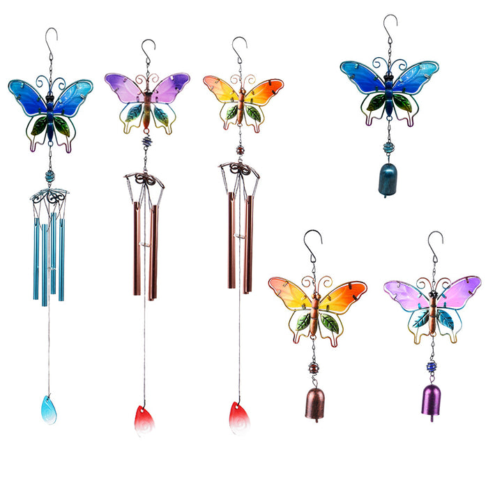 Wholesale Butterfly Painted Metal Iron Glass Wind Chimes JDC-WC-ZYang006