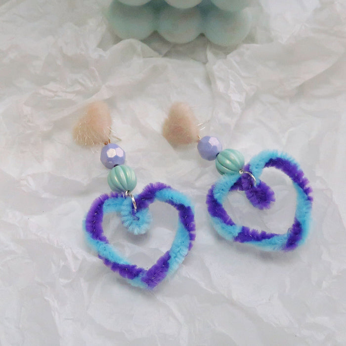 Wholesale 925 Silver Needle Plush Color Bow Heart Shape Earrings JDC-ES-XNWE008