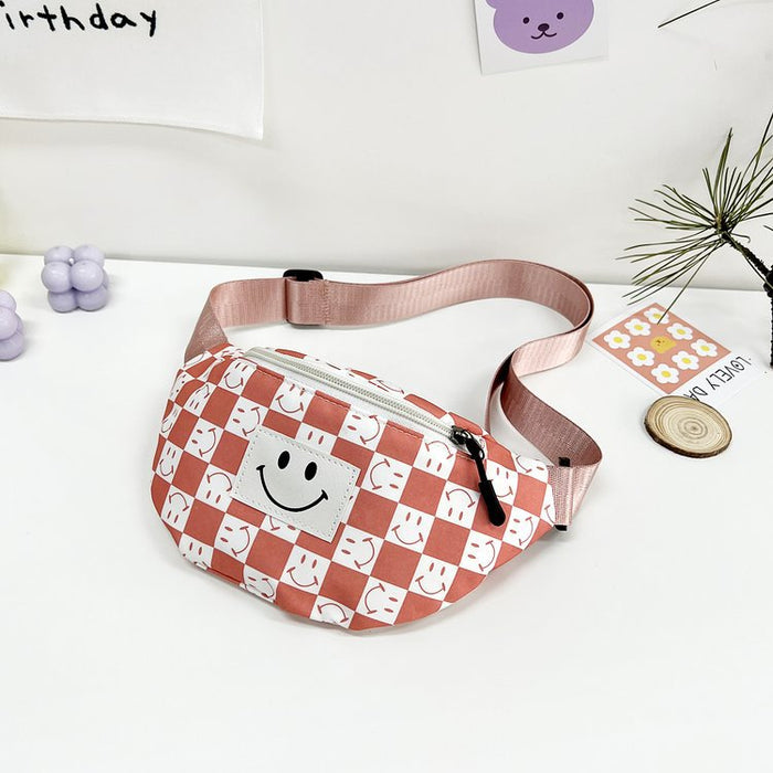 Wholesale Vintage Chest Bag One Shoulder Children Checkerboard Klein Blue JDC-SD-KR061