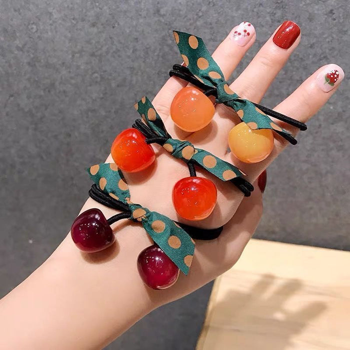 Wholesale Acrylic Fashion Cherry Hair Rope Simple Candy Color Hair Ring MOQ≥2 JDC-HS-Fuyuan002