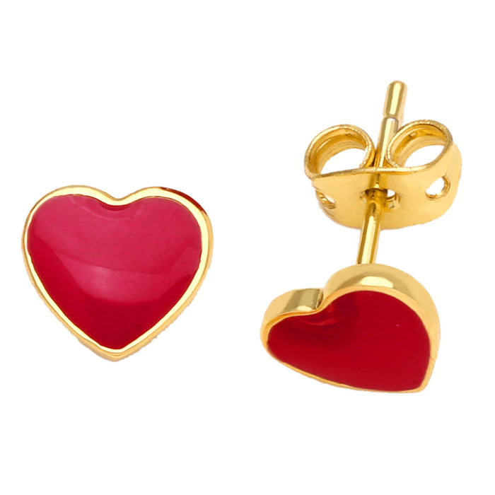 Wholesale Earrings Copper Plated 18K Gold Enamel Heart Shape JDC-PREMAS-ES-002