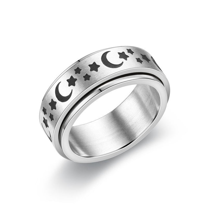 Jewelry WholesaleWholesale Titanium Steel Rotating Stars Moon Decompression Anti-Anxiety Ring JDC-RS-DingC001 Rings 顶潮 %variant_option1% %variant_option2% %variant_option3%  Factory Price JoyasDeChina Joyas De China