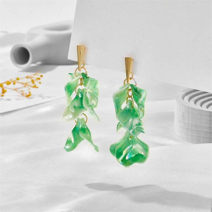 Wholesale Acrylic Exaggerated Petal Leaf Earrings MOQ≥2 JDC-ES-jufa005