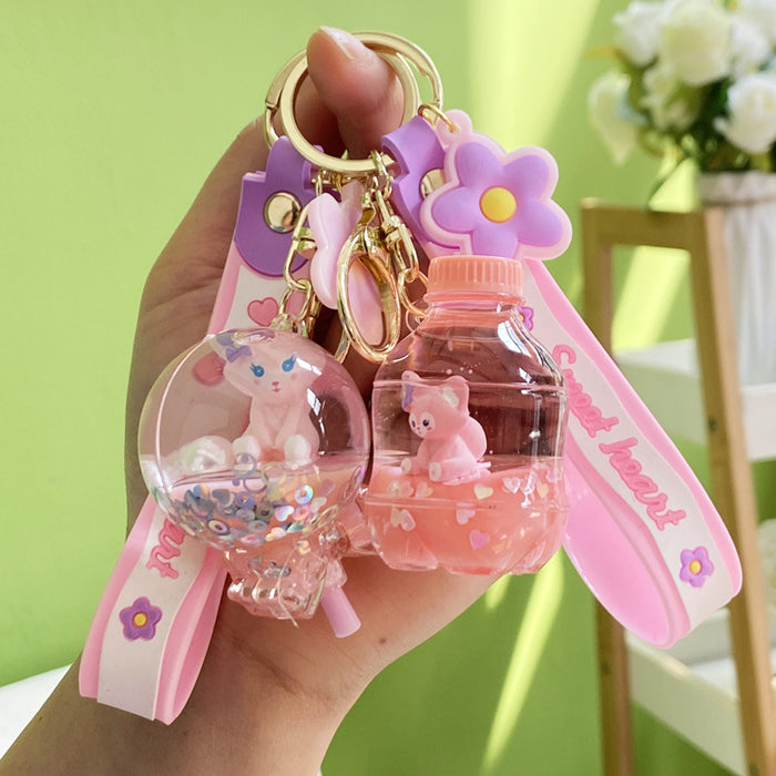 Jewelry WholesaleWholesale into oil pink floating bottle keychain JDC-KC-Woan003 Keychains 沃安 %variant_option1% %variant_option2% %variant_option3%  Factory Price JoyasDeChina Joyas De China