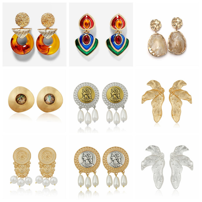 Wholesale Earrings Alloy Resin Creative Snake Skin Pattern Retro JDC-ES-ManY024