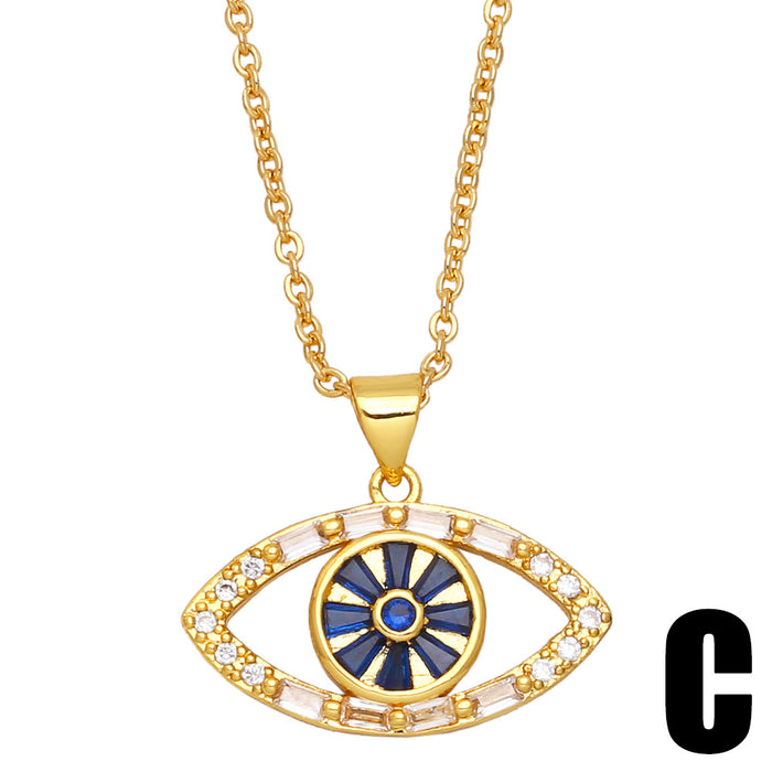 Wholesale Necklace Copper Plated 18K Gold Zircon Devil's Eye Colored JDC-PREMAS-NE-005