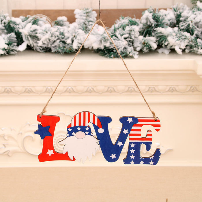 Wholesale 4th of July Independence Day Decoration Wooden Letter Door Hanging Creative Pendant JDC-DC-YHuan001