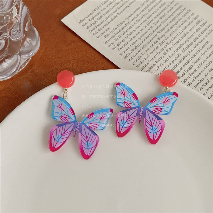 Wholesale Colorful Painted Resin Acrylic Butterfly Earrings JDC-ES-Lfm016