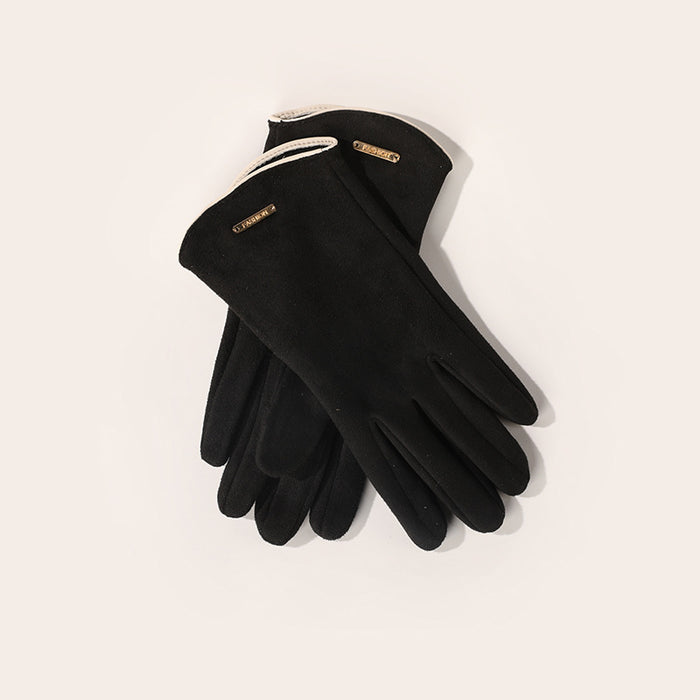 Wholesale Gloves Suede Cute Winter Thin Velvet Touch Screen MOQ≥2 JDC-GS-YiL003