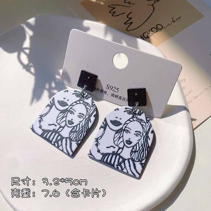 Jewelry WholesaleWholesale geometric candy color graffiti embossed stud stud earrings MOQ≥2 JDC-ES-XiaY002 Earrings 夏樱 %variant_option1% %variant_option2% %variant_option3%  Factory Price JoyasDeChina Joyas De China