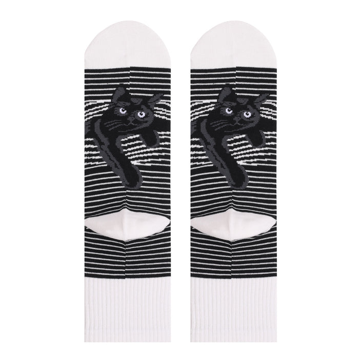 Wholesale Socks Cotton Black and White Striped Cat JDC-SK-DFF003