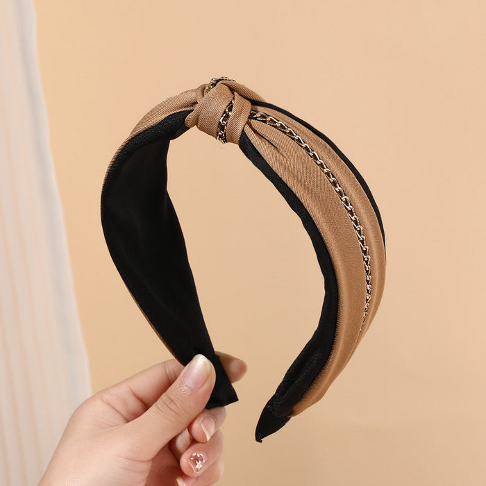 Wholesale Knotted Wide Edge Rhinestone Fabric Headband JDC-HD-FengHan002