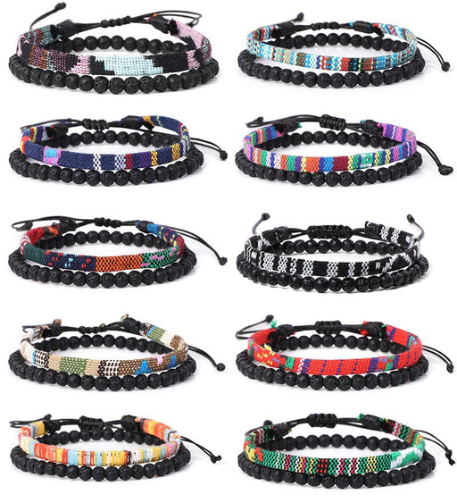 Jewelry WholesaleWholesale Braided Lava Volcanic Stone Combination Vintage Fabric Bracelet JDC-BT-RuiZ002 Bracelet 瑞州 %variant_option1% %variant_option2% %variant_option3%  Factory Price JoyasDeChina Joyas De China