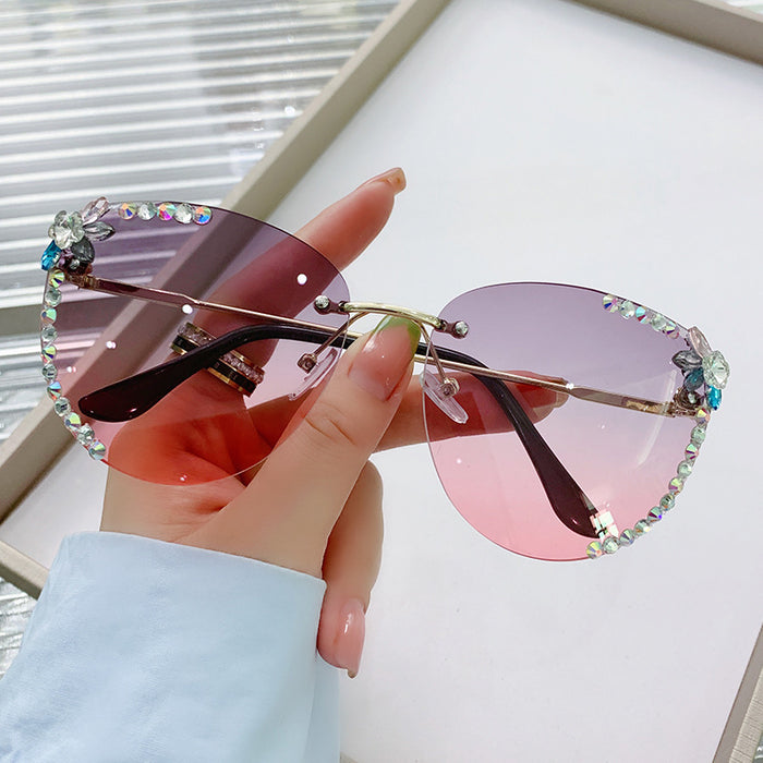 Wholesale rimless UV protection diamond rimless sunglasses JDC-SG-ZhanH004