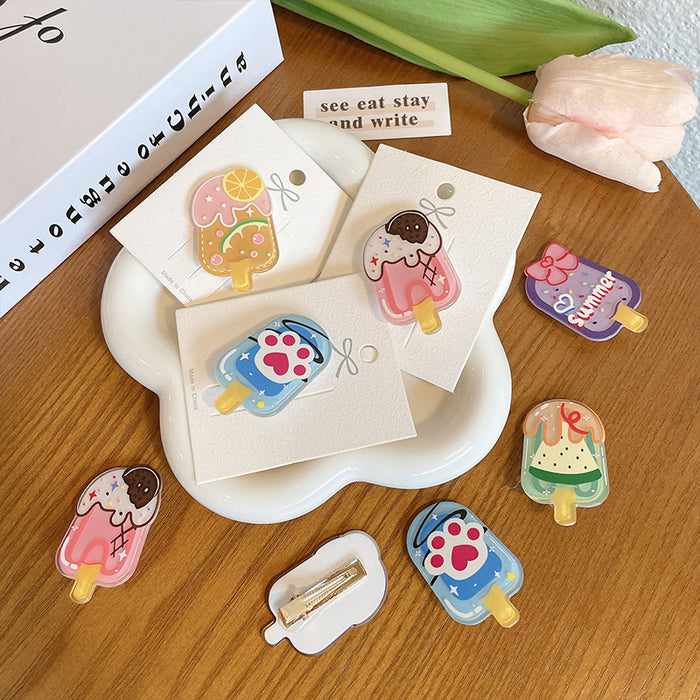 Wholesale hairpin clip acrylic ice cream childlike cartoon MOQ≥2 JDC-HC-WangFeng002