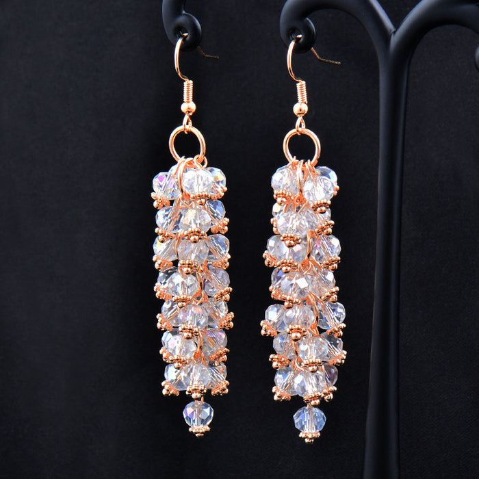 Wholesale Earrings Copper Gold Plated Rhinestones Beaded Tassel MOQ≥2 JDC-ES-KMeng001