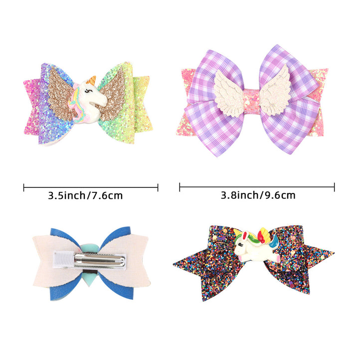 Wholesale hairpin plastic kids bow unicorn JDC-HC-Danzuo046