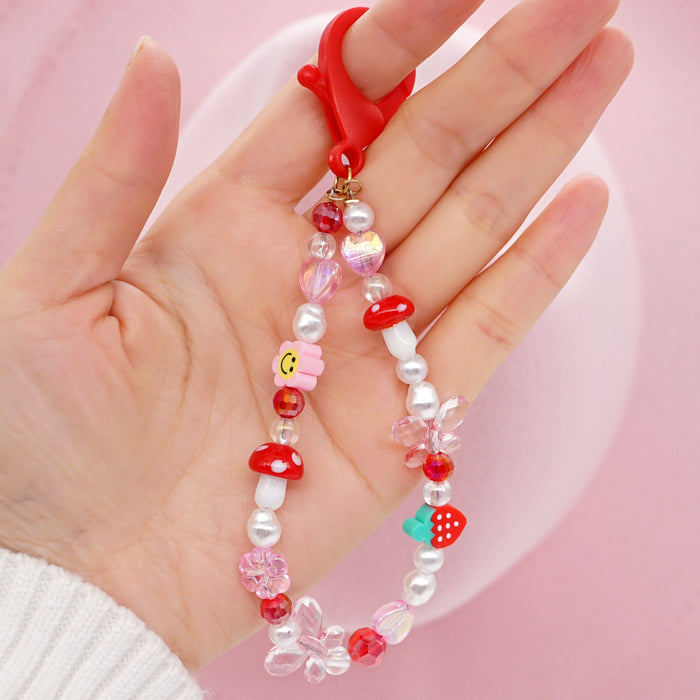 Jewelry WholesaleWholesale Boho Imitation Pearl Hand Woven Rice Beads Acrylic Beaded Keychain JDC-KC-Yuxz007 Keychains 煜星珠 %variant_option1% %variant_option2% %variant_option3%  Factory Price JoyasDeChina Joyas De China