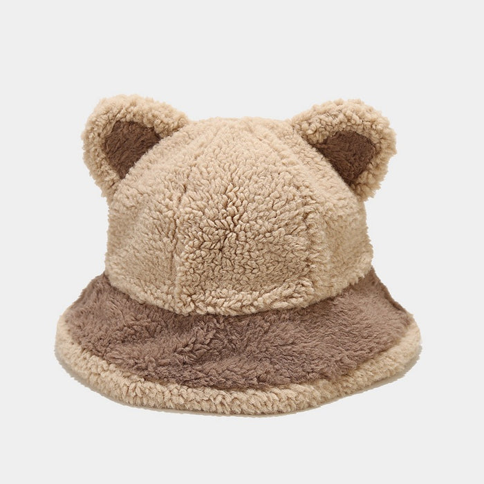 Wholesale Hat Polyester Cute Bear Ears Plush Bucket Hat MOQ≥2 JDC-FH-LvYi044