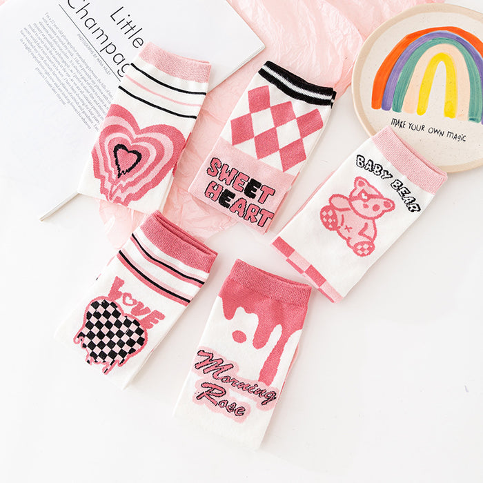 Wholesale Socks Cotton Pink Cute Bear Socks JDC-SK-JTing006