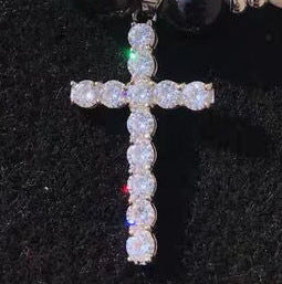 Wholesale Necklace Titanium Steel Pearl Diamond Zircon Cross Men's Necklace JDC-NE-HONGHUI001