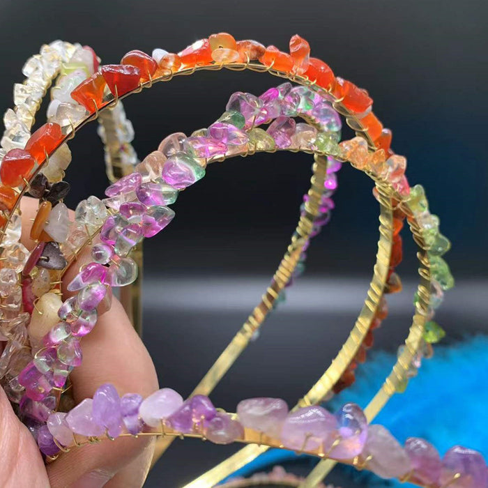 Wholesale Natural Crystal Gravel Crown Headband JDC-HD-ZHIY002