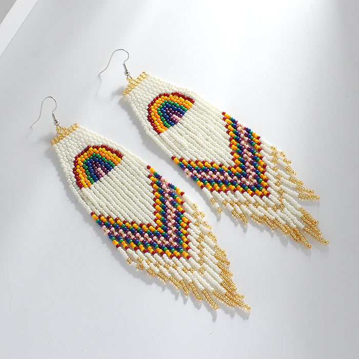 Jewelry WholesaleWholesale Ethnic Style Braided Rice Beads Tassel Earrings JDC-ES-YuanQ002 Earrings 圆沁 %variant_option1% %variant_option2% %variant_option3%  Factory Price JoyasDeChina Joyas De China