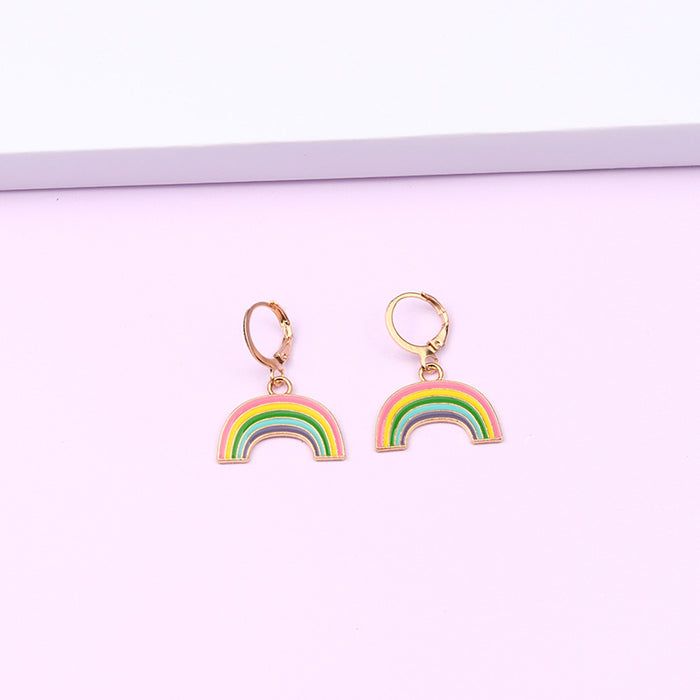 Wholesale Rainbow Love Oil Drop Earrings Tassel Earrings MOQ≥2 JDC-ES-DUAI021