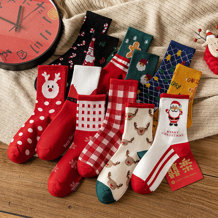 Wholesale Sock Cotton Mid-Cylinder Breathable Sweat-absorbing Gift Box Christmas Winter Warmth 4pcs JDC-SK-KeSS006