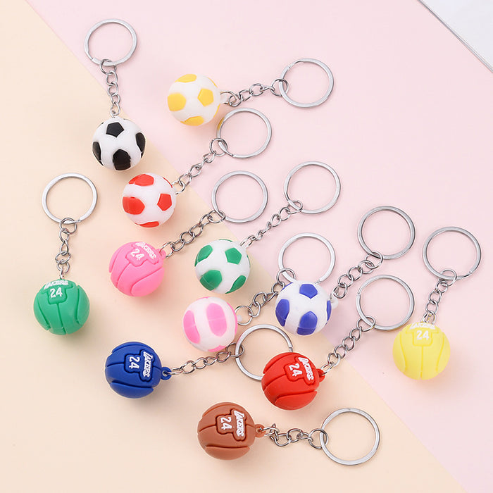 Wholesale Keychain PVC Cute Cartoon Football Basketball Pendant JDC-KC-AQing001