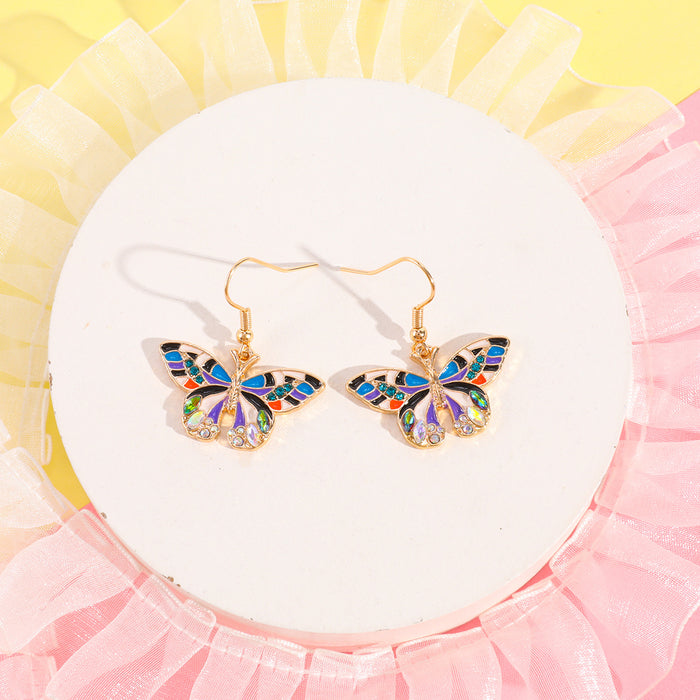 Wholesale Butterfly Earrings Color Alloy Drop Oil Spot Drill JDC-ES-zhongyi003