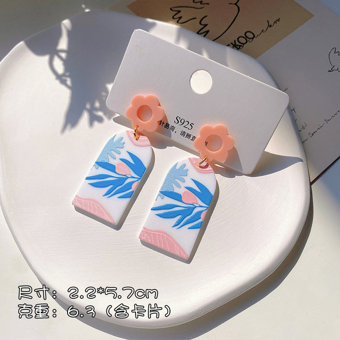 Jewelry WholesaleWholesale geometric candy color graffiti embossed stud stud earrings MOQ≥2 JDC-ES-XiaY002 Earrings 夏樱 %variant_option1% %variant_option2% %variant_option3%  Factory Price JoyasDeChina Joyas De China