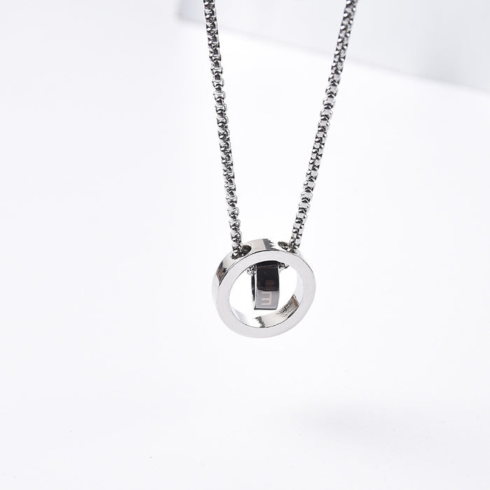 Wholesale Necklaces Titanium Steel Fashion LOVE Double Ring JDC-NE-JiaM002